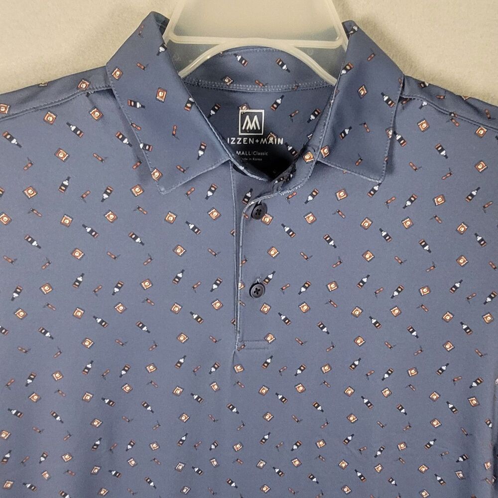 NWOT Mizzen Main Versa Polo Men S  Blue Moisture Wicking Golf Classic Fit